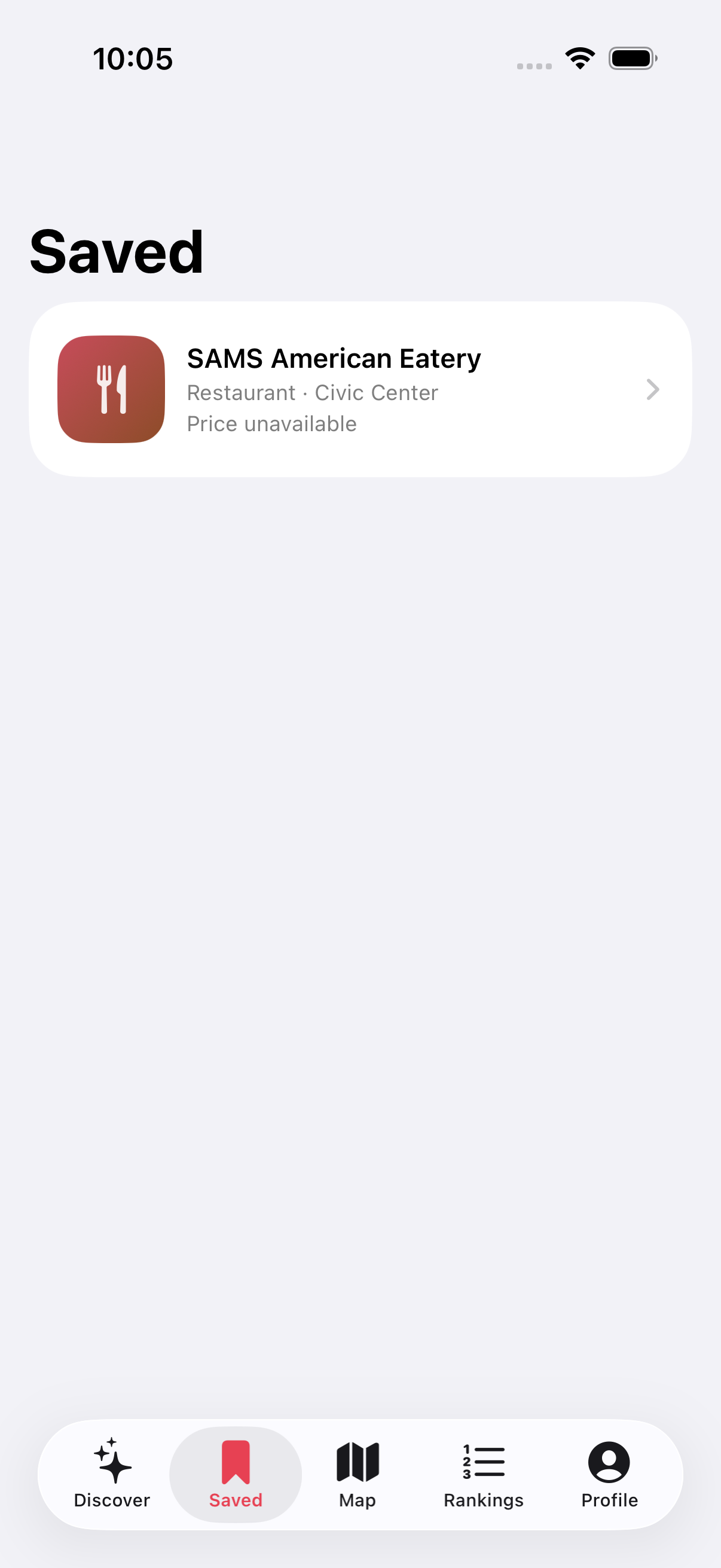 Bite saved restaurant list after relaunch